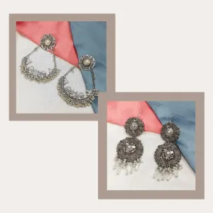 Blythediva Set Of 2 Oxidised Earrings Combo