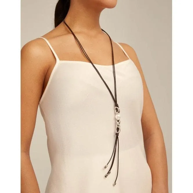 Bond White Leather Pearl Shell Necklace