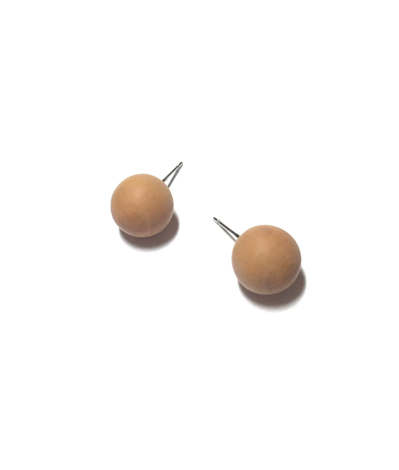 Camel Brown Matte Marbled Ball Stud Earrings