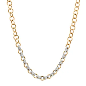 Chain Link & Diamond Charm Necklace