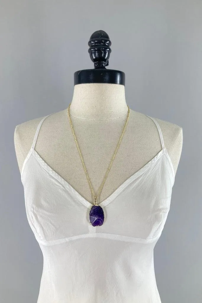 Chevron Amethyst Gold Necklace