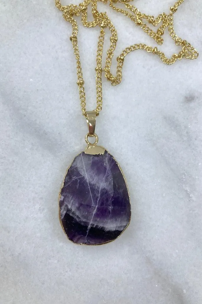 Chevron Amethyst Gold Necklace