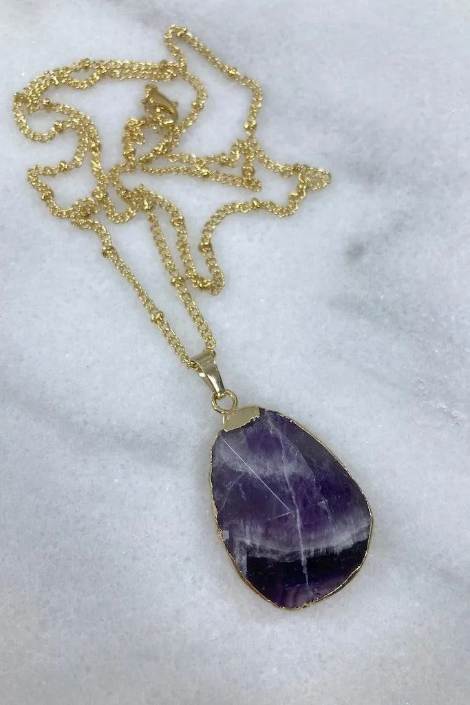 Chevron Amethyst Gold Necklace