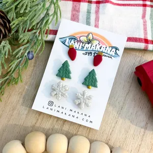 Classic Christmas Clay Stud Earring Set