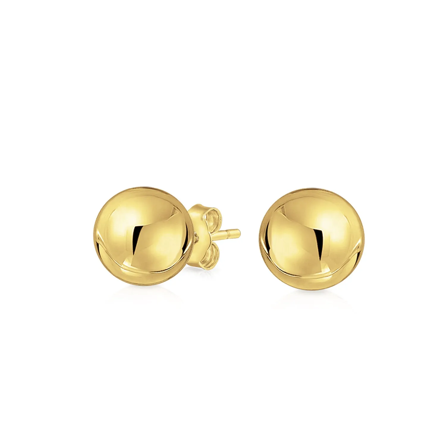 Classic Smooth 14K Gold Drop Ball Earrings Various Sizes Push Back