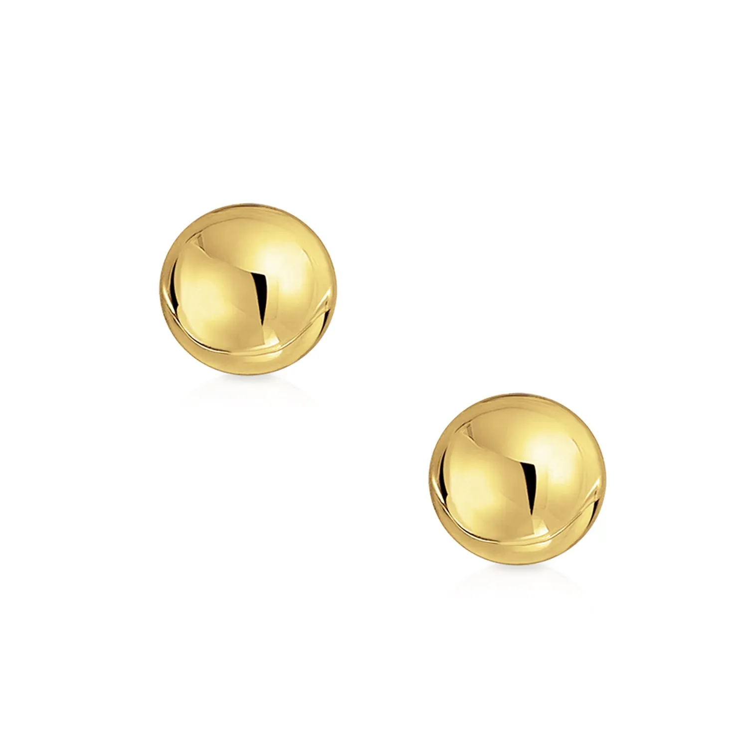 Classic Smooth 14K Gold Drop Ball Earrings Various Sizes Push Back