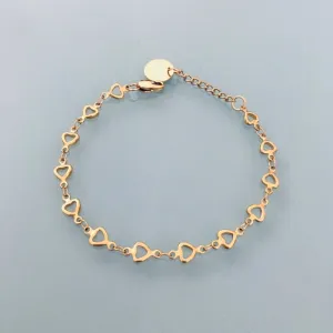 Clover Heart Curb Bracelet | Women's Bracelet | Gift Idea | Gift Jewelry | Heart Jewelry Golden Bracelet | Golden Heart Bracelet Heart Curb Chain