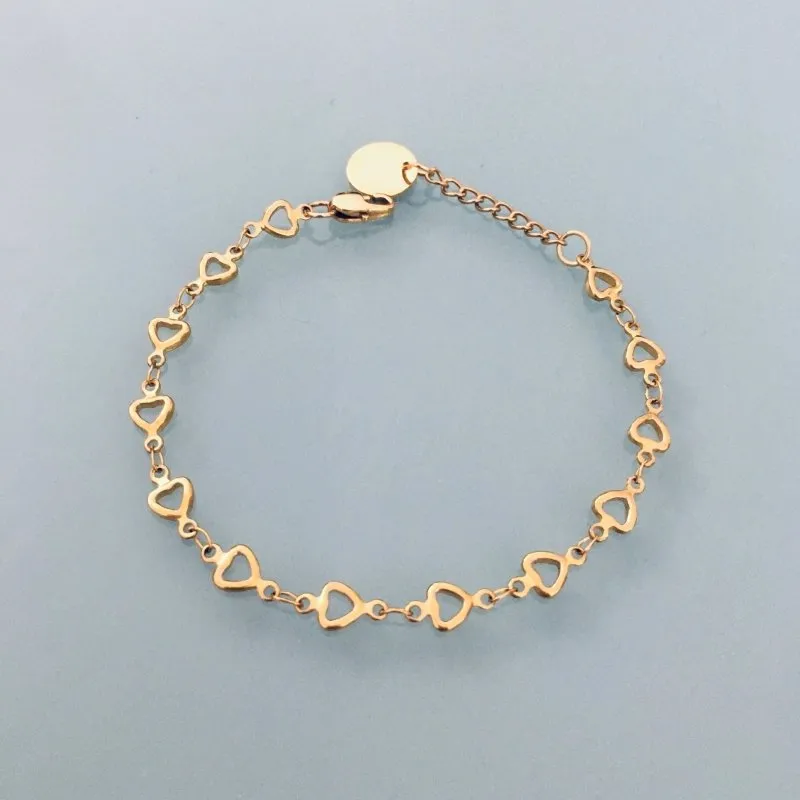 Clover Heart Curb Bracelet | Women's Bracelet | Gift Idea | Gift Jewelry | Heart Jewelry Golden Bracelet | Golden Heart Bracelet Heart Curb Chain