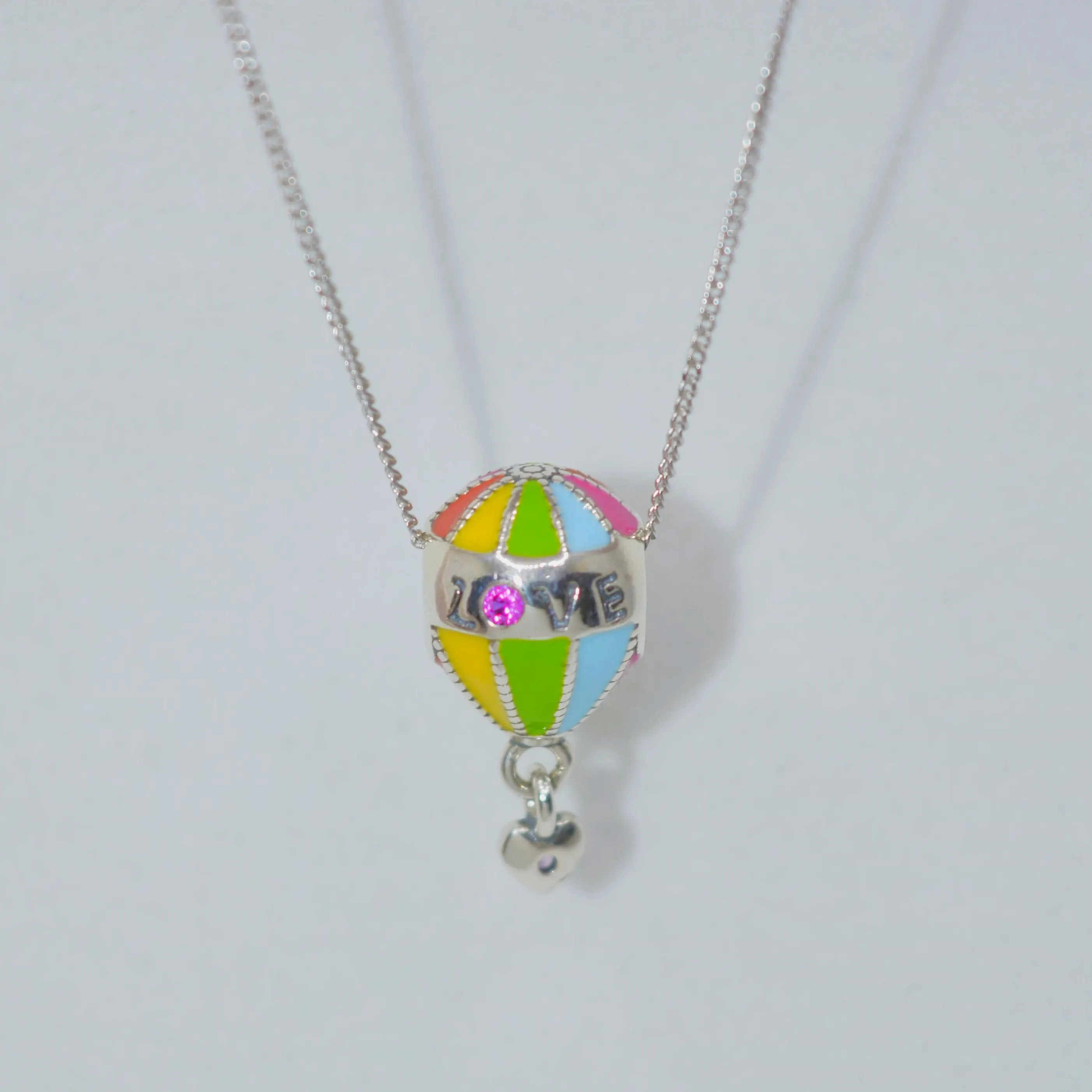 Colorful Hot Air Balloon Charm Pendant - 925 Silver Jewelry