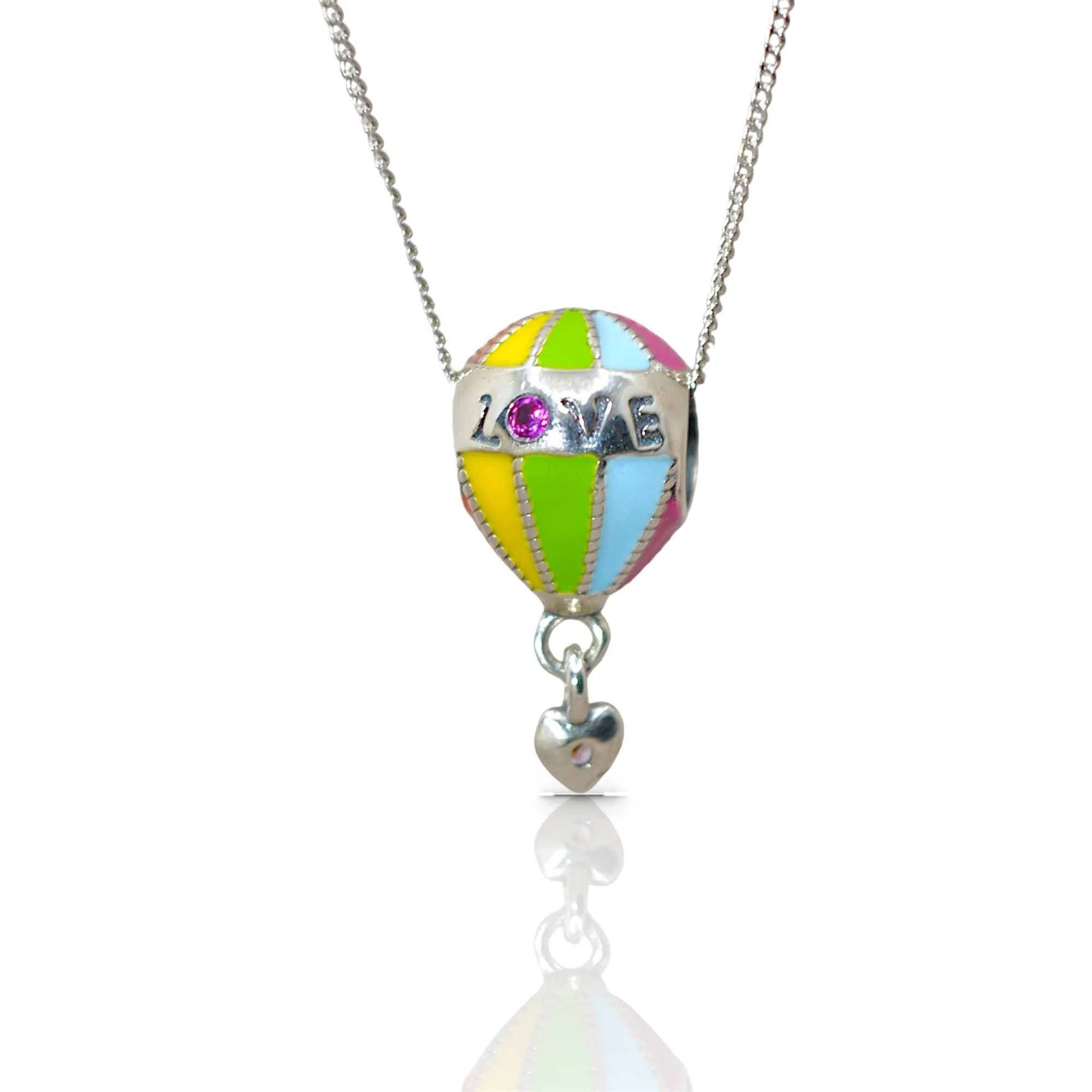 Colorful Hot Air Balloon Charm Pendant - 925 Silver Jewelry