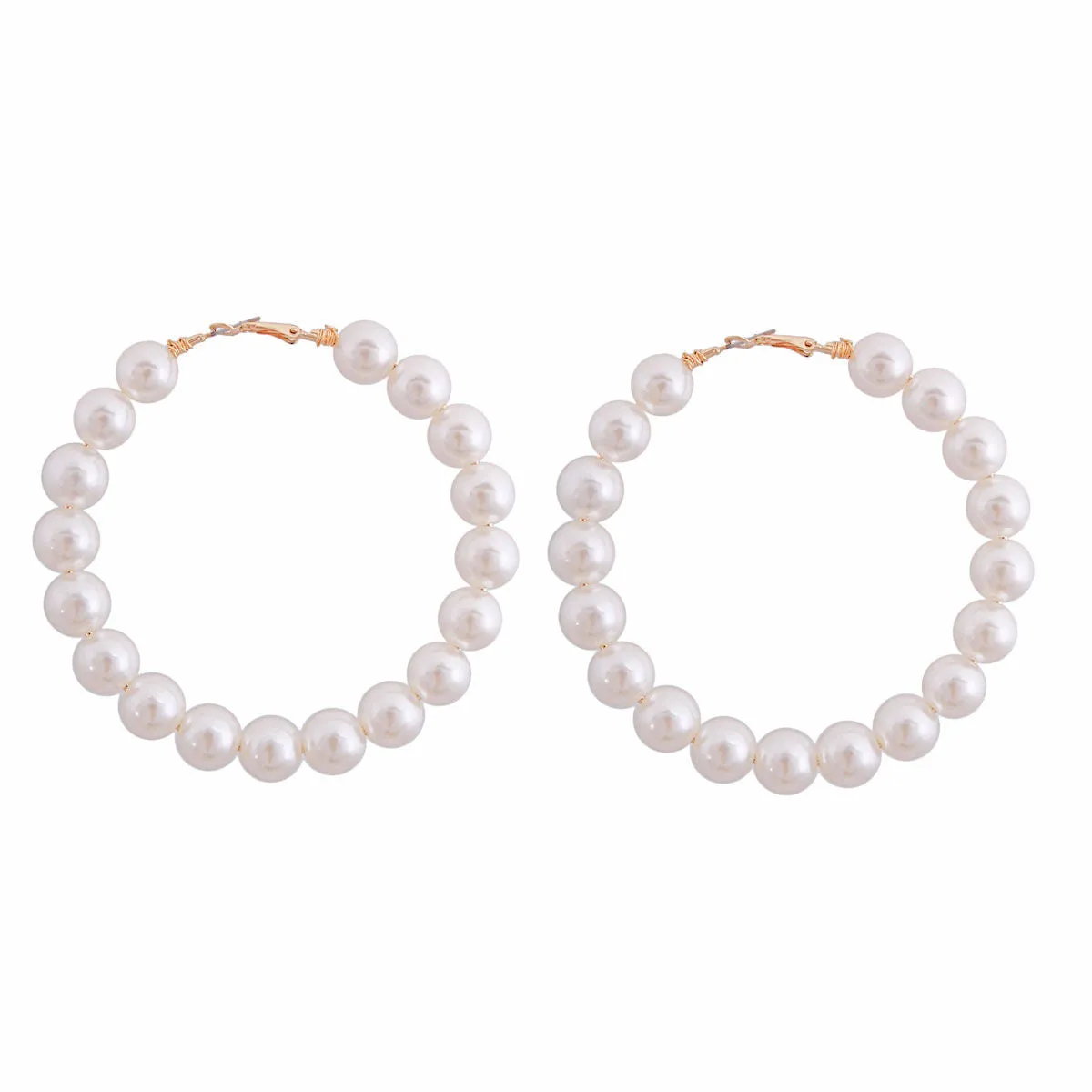 Cream Pearl Wire Hoop Earrings