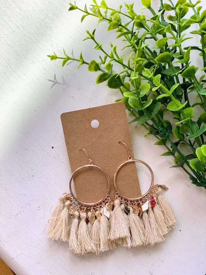 Cream Tassel Earrings