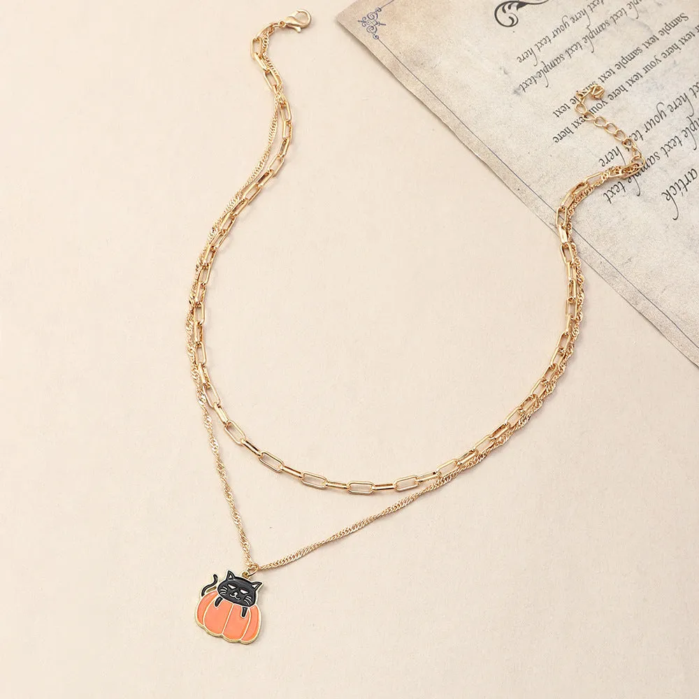 Creative Fun Cat Pumpkin Pendant Clavicle Chain