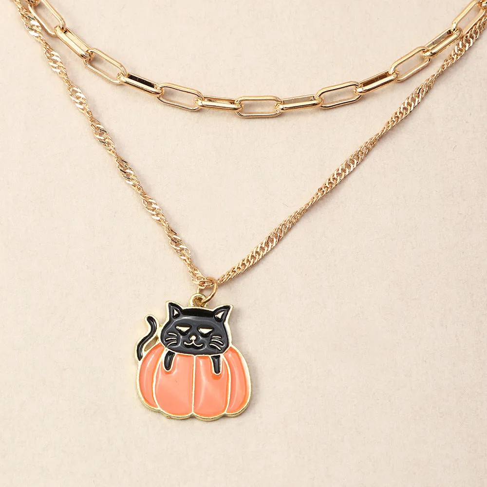 Creative Fun Cat Pumpkin Pendant Clavicle Chain