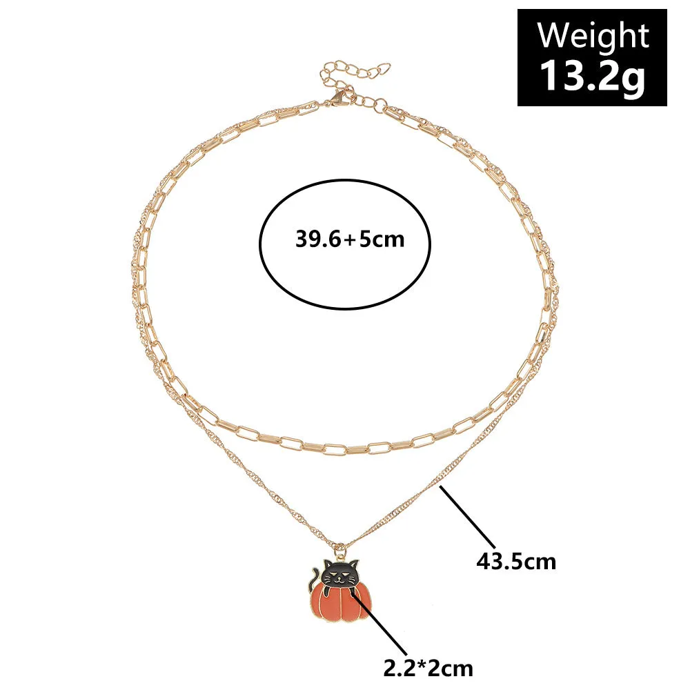 Creative Fun Cat Pumpkin Pendant Clavicle Chain