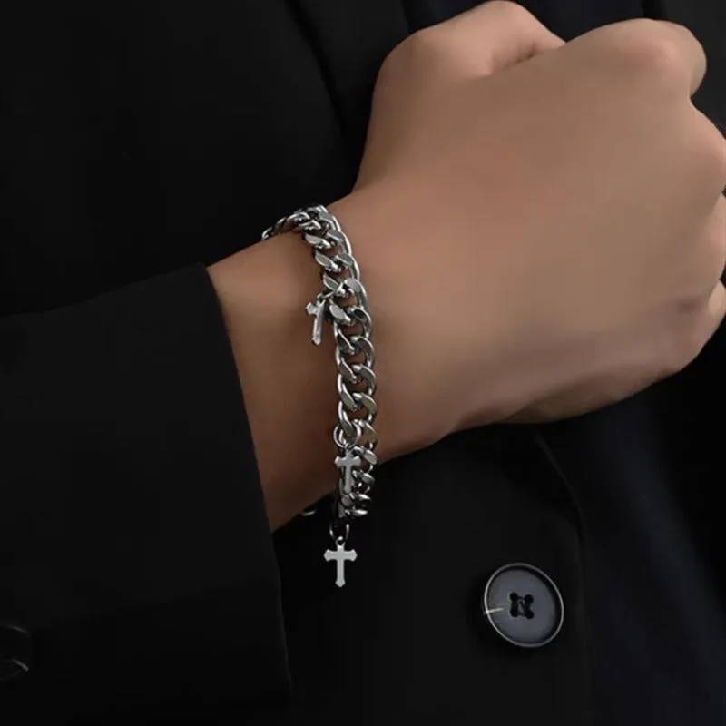 Cuban Titanium Steel Small Cross Bracelet