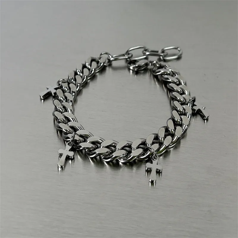 Cuban Titanium Steel Small Cross Bracelet