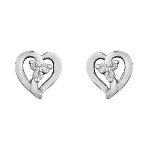 Diamond and White Gold Heart Shaped Stud Earrings