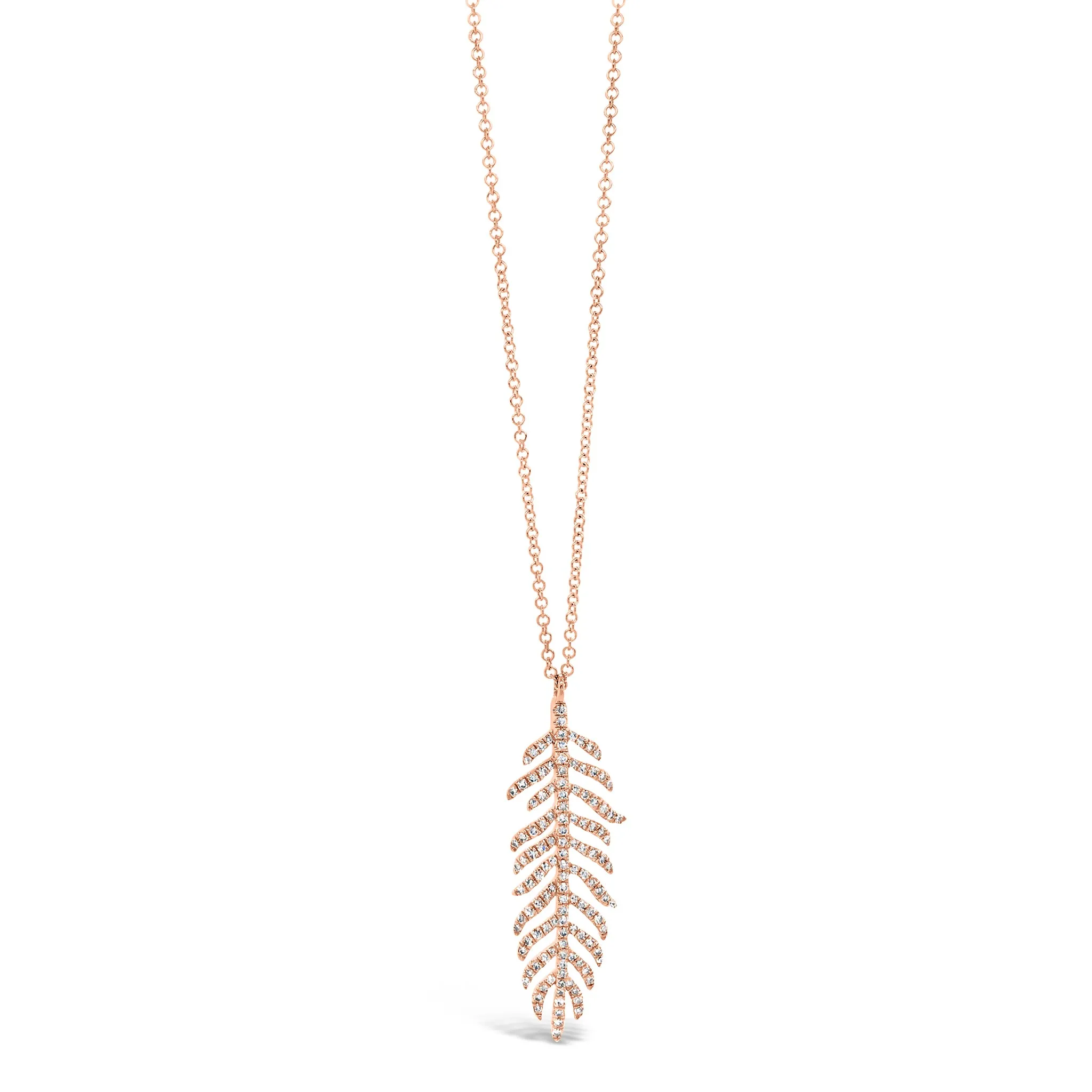 Diamond Feather Pendant Necklace