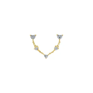 Diamond Heart Chain Double Stud (Sold as Singles)