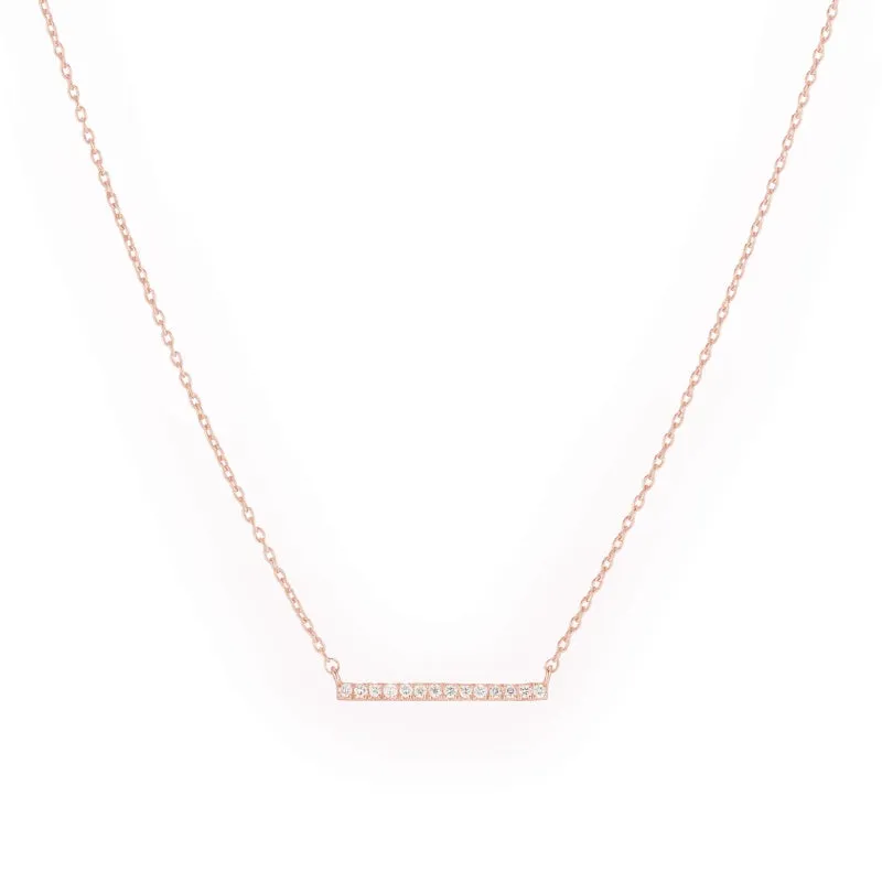 Diamond Pavé Medium Bar Necklace, 14k