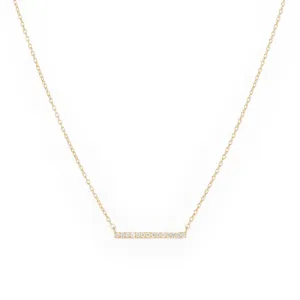 Diamond Pavé Medium Bar Necklace, 14k