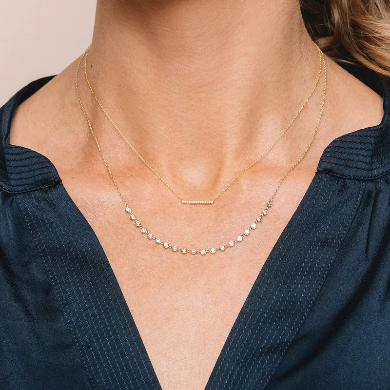 Diamond Pavé Medium Bar Necklace, 14k