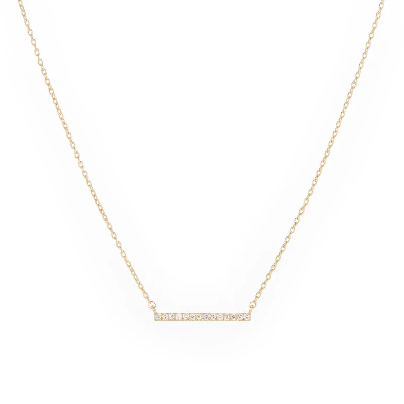 Diamond Pavé Medium Bar Necklace, 14k