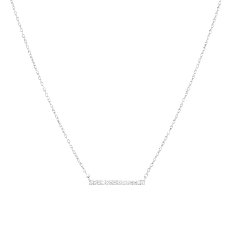 Diamond Pavé Medium Bar Necklace, 14k