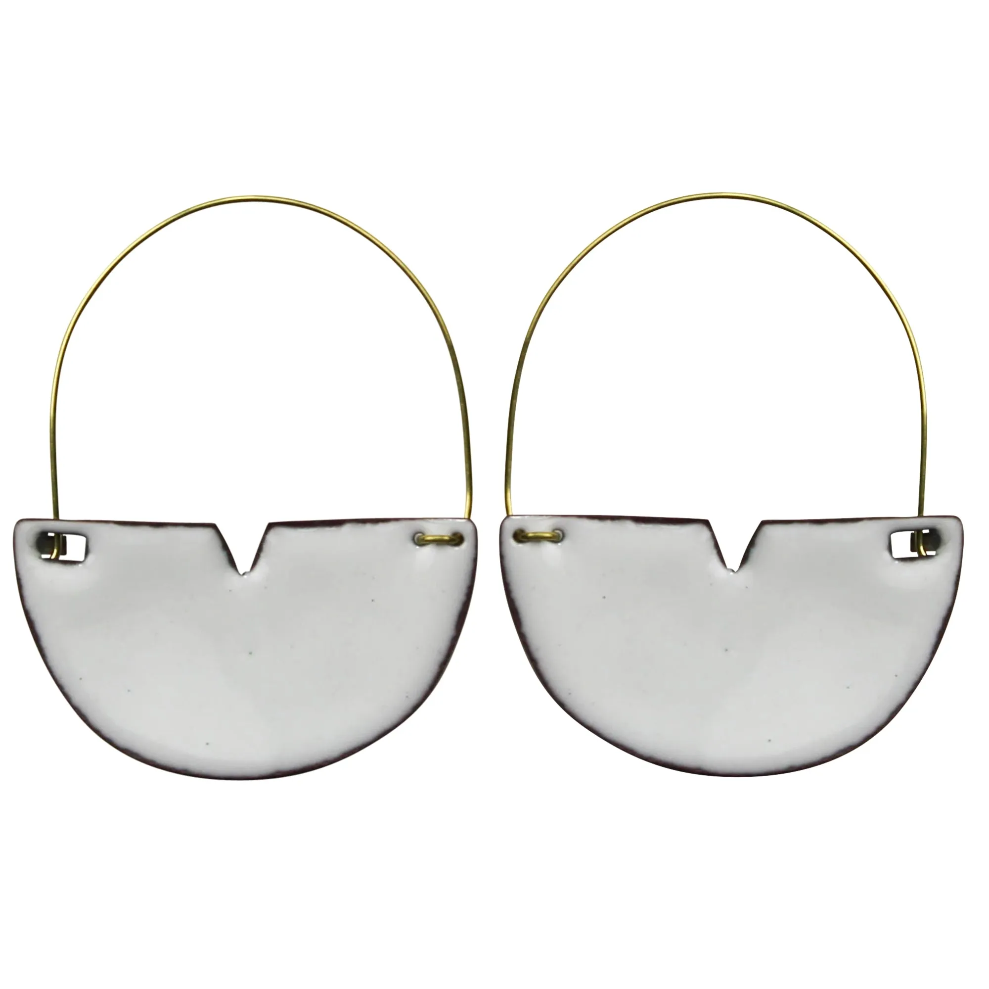 Earring - Cleft Half Circle, White