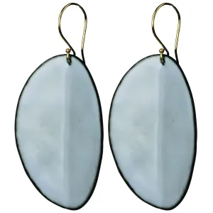 Earring - Creased Oval, Blue