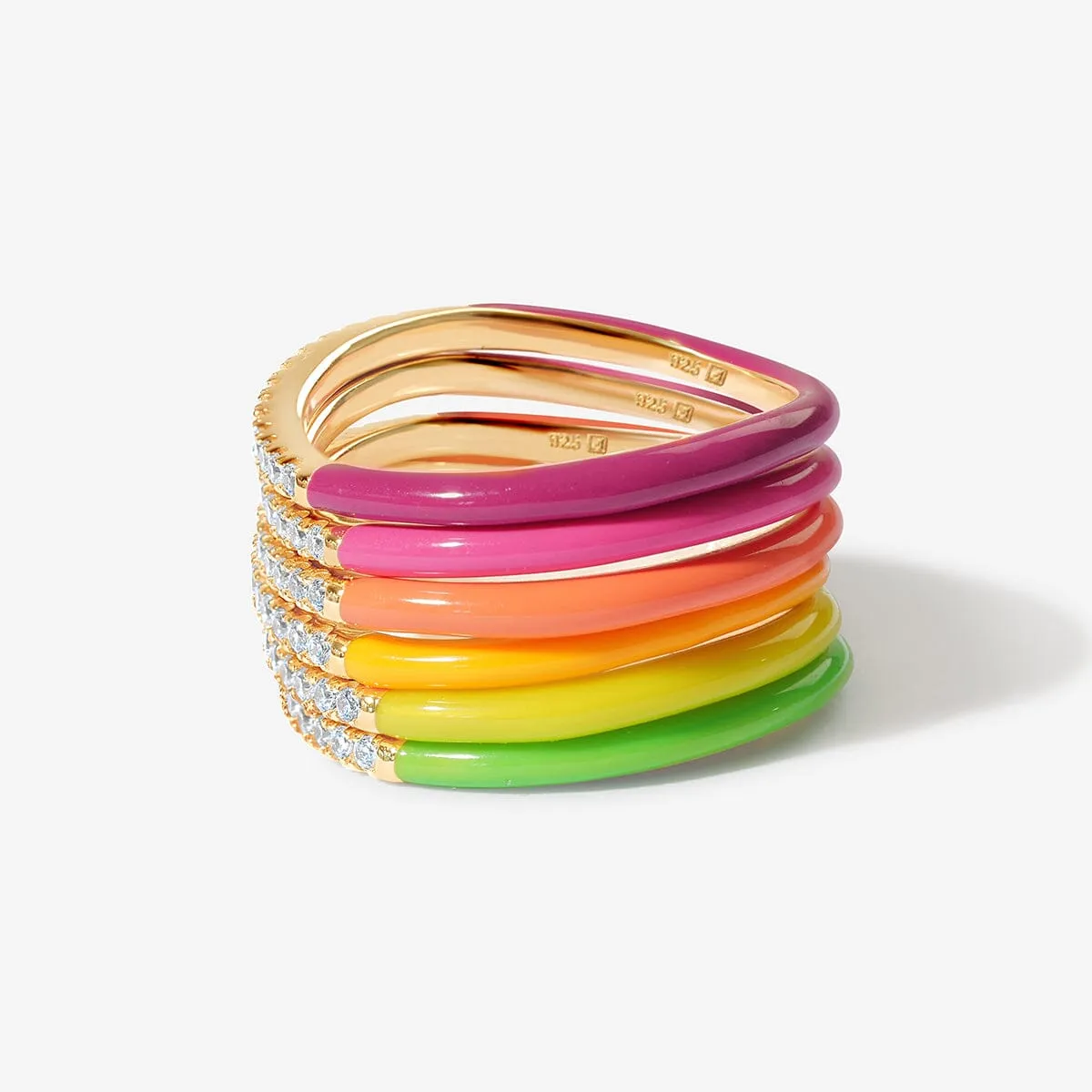 Egor neon enamel 6-piece ring set