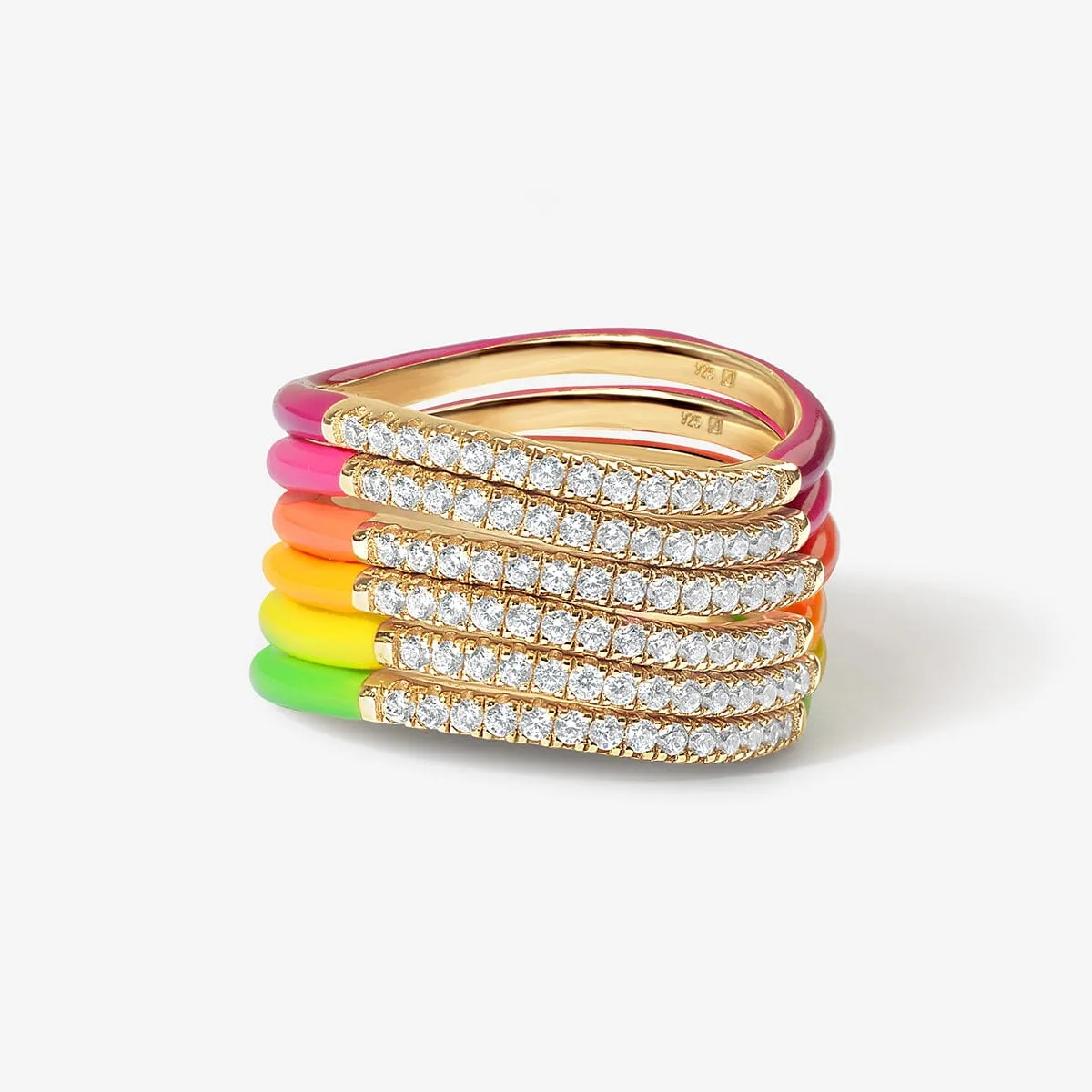 Egor neon enamel 6-piece ring set