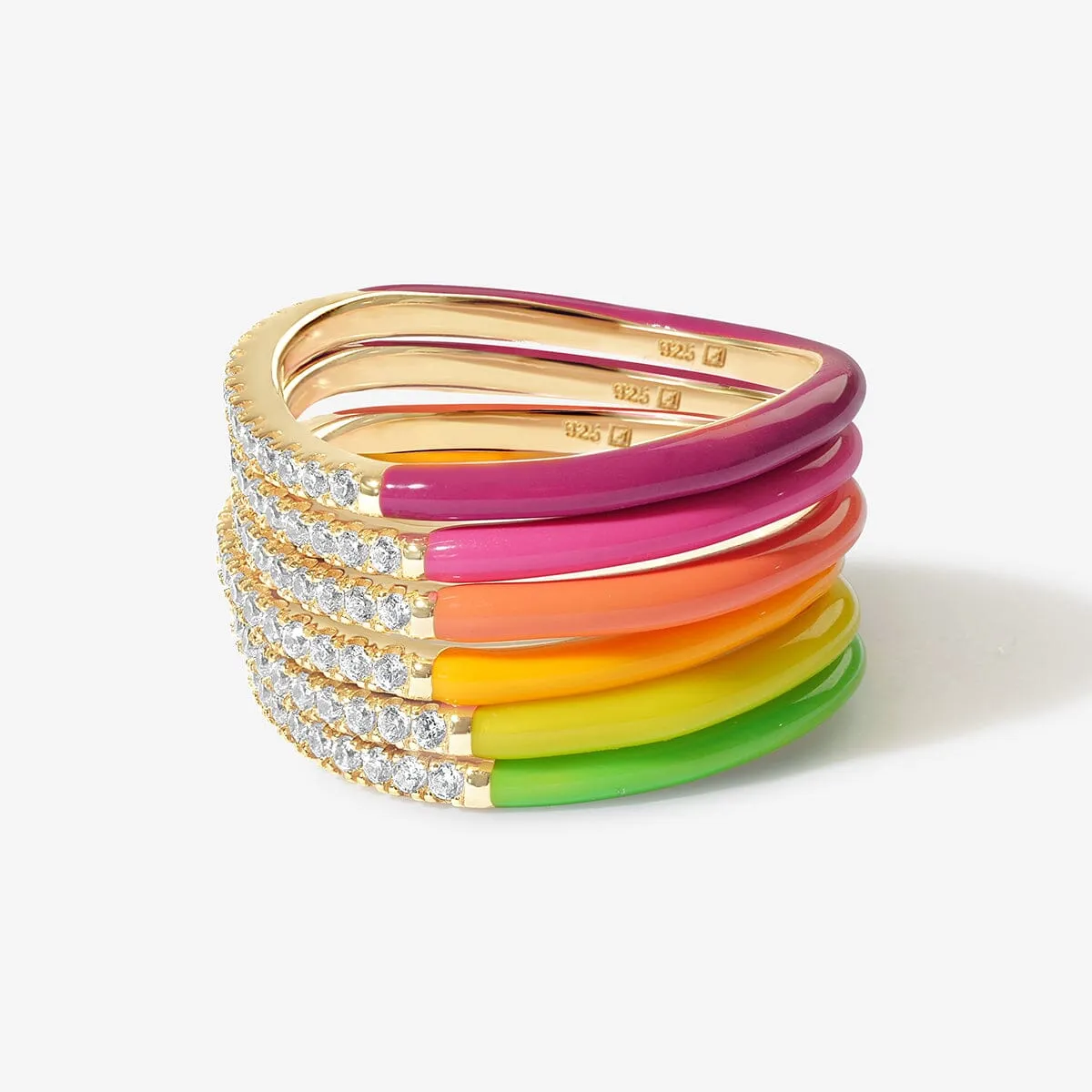 Egor neon enamel 6-piece ring set