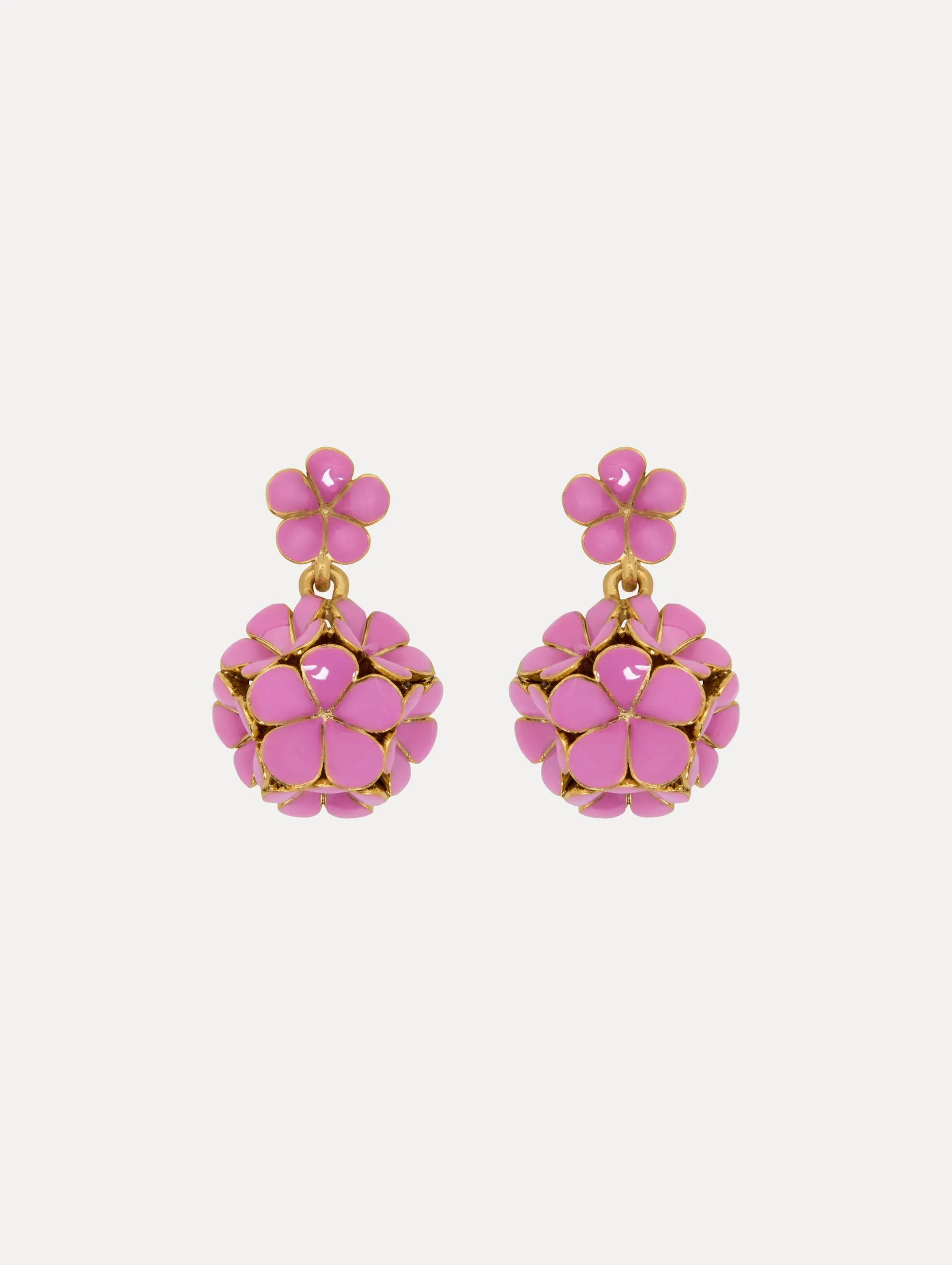 Enamel Flower Drop Clip-On Earrings