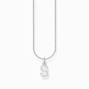 Essentials Sterling Silver With Zirconia letter S Necklace KE2258-051-14-L45V