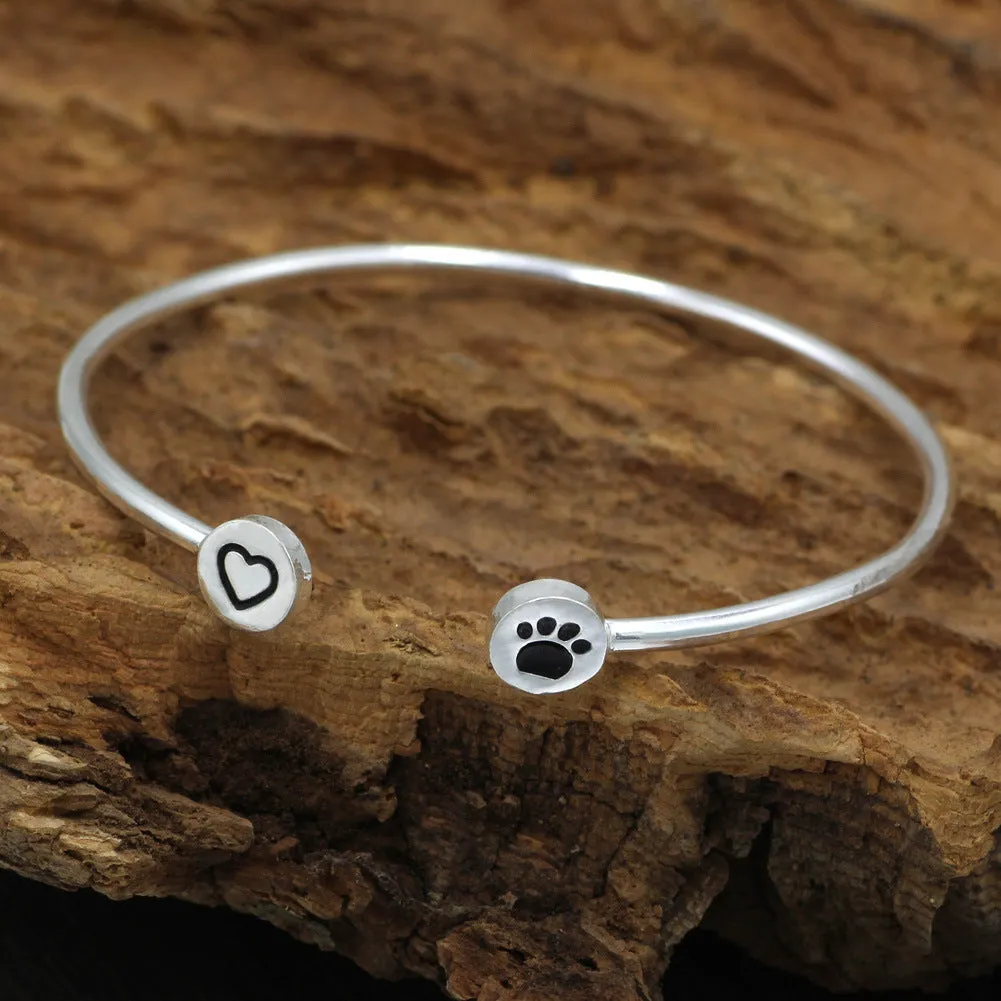 Fashion dog palm simple love silver bracelet