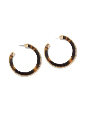 Faux-Tortoise Resin Hoop Earring