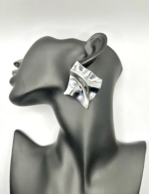 Foil Leaf Clip On Earrings