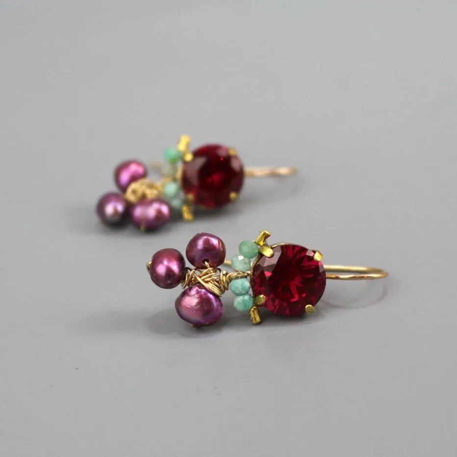 Fuchsia Zircon Corundum Clover Earrings