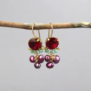 Fuchsia Zircon Corundum Clover Earrings