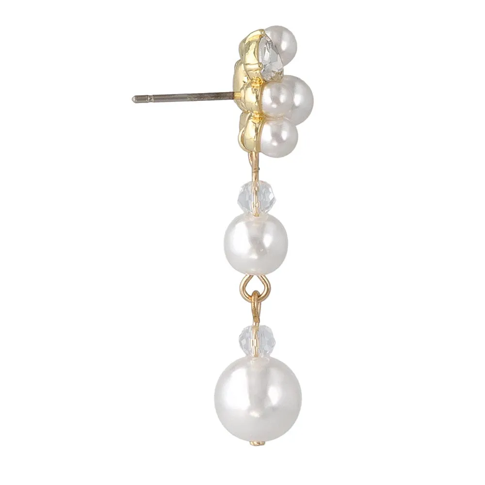 Gemmed Cluster Pearl Drop Earrings