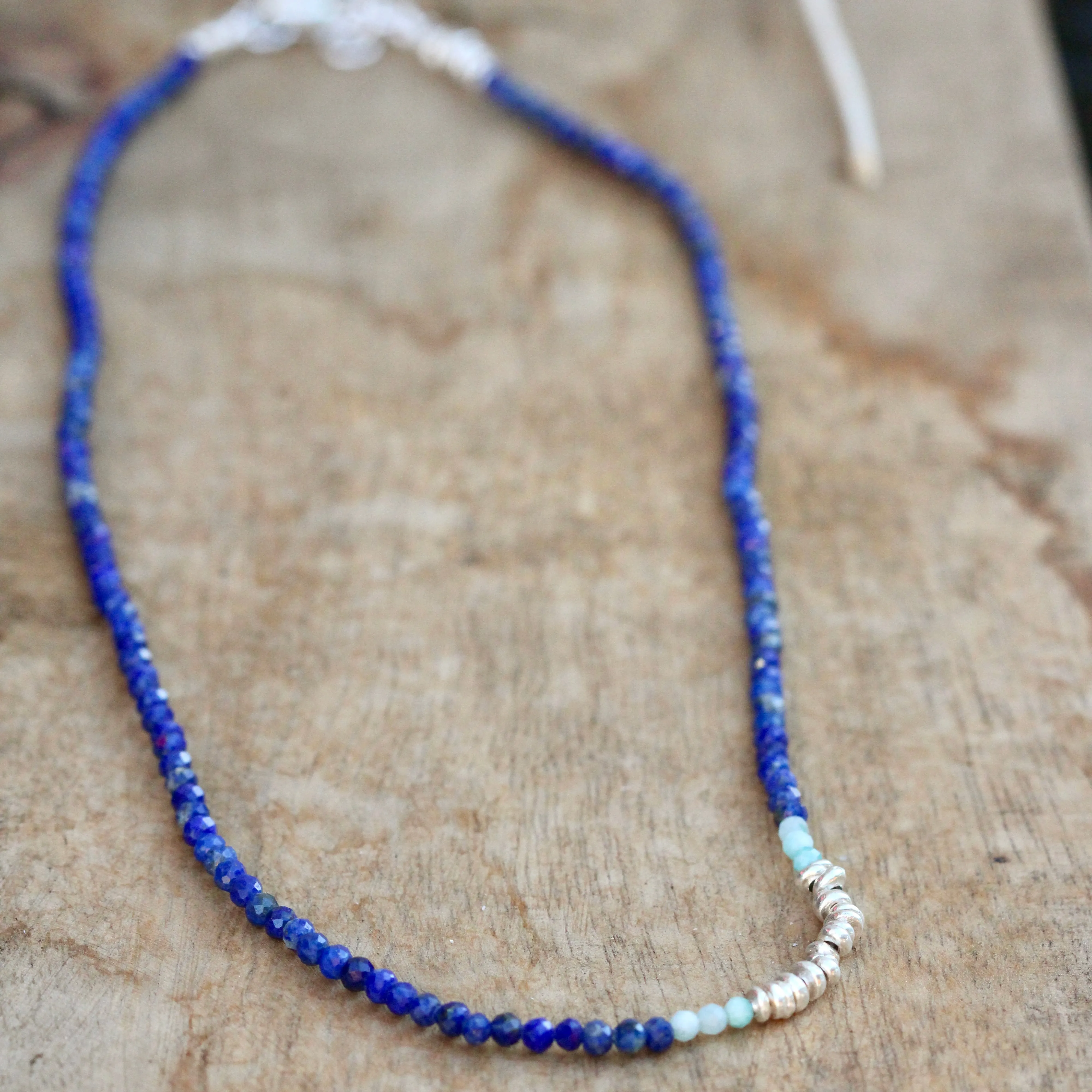 Gemstone Layering necklace lapis lazuli with amzonizte