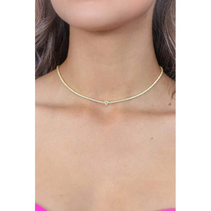 Georgini Sweetheart Tennis Necklace - Gold - 42cm