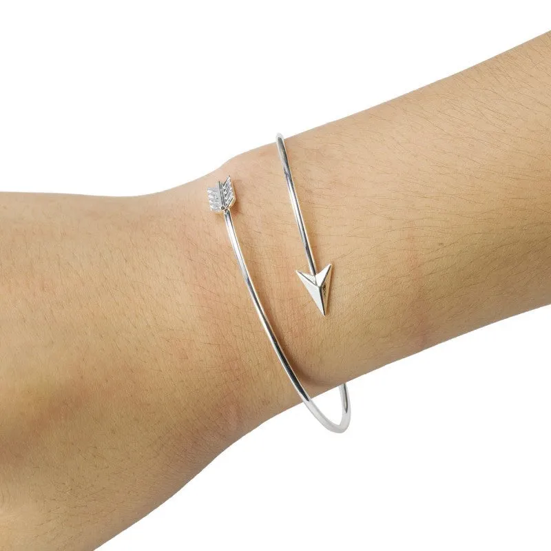 Gold and silver Adjustable Arrow Bangle Bracelets Wire bracelet bangles Simple Wrapped bangles women bangles