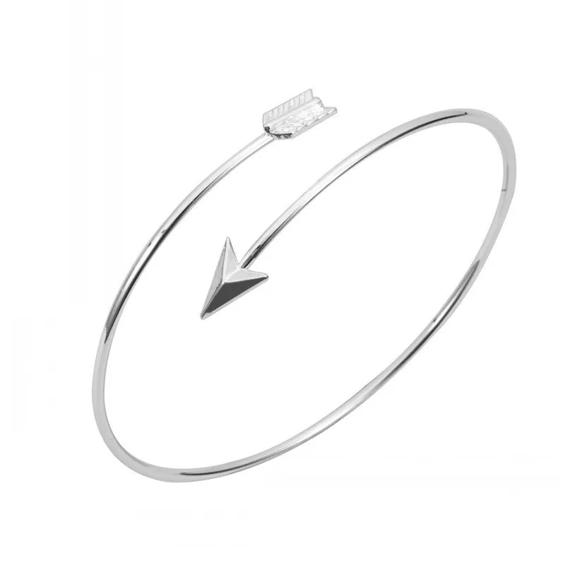 Gold and silver Adjustable Arrow Bangle Bracelets Wire bracelet bangles Simple Wrapped bangles women bangles