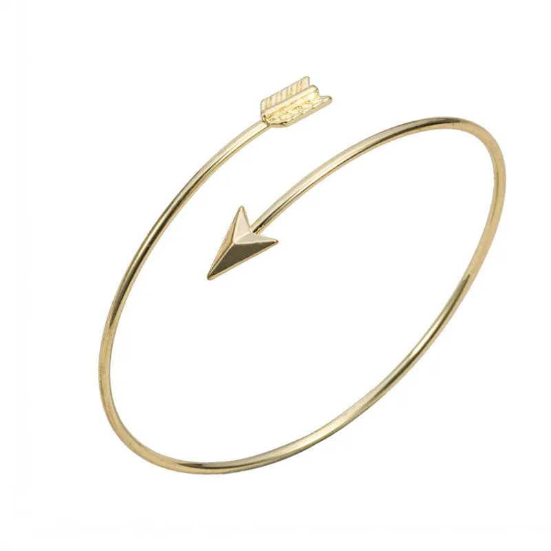 Gold and silver Adjustable Arrow Bangle Bracelets Wire bracelet bangles Simple Wrapped bangles women bangles