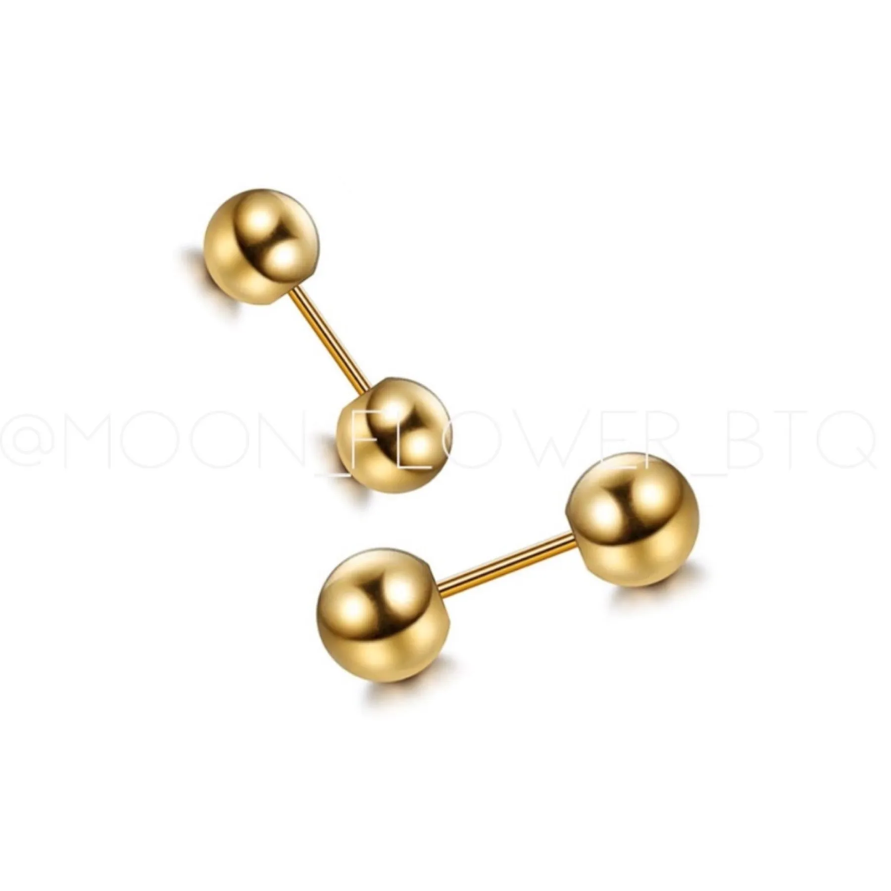 Gold Barbell Earrings 5mm