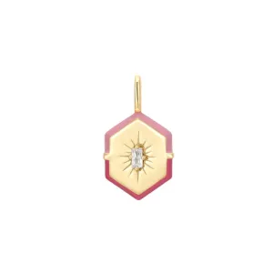 Gold Enamel Hexagon Charm