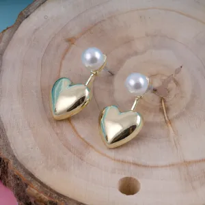 Gold Heart Mini Pearl Earrings